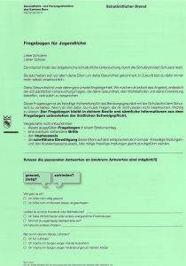 Fragebogen über den Gesundheitszustand bei Jugendlichen Kanton Bern